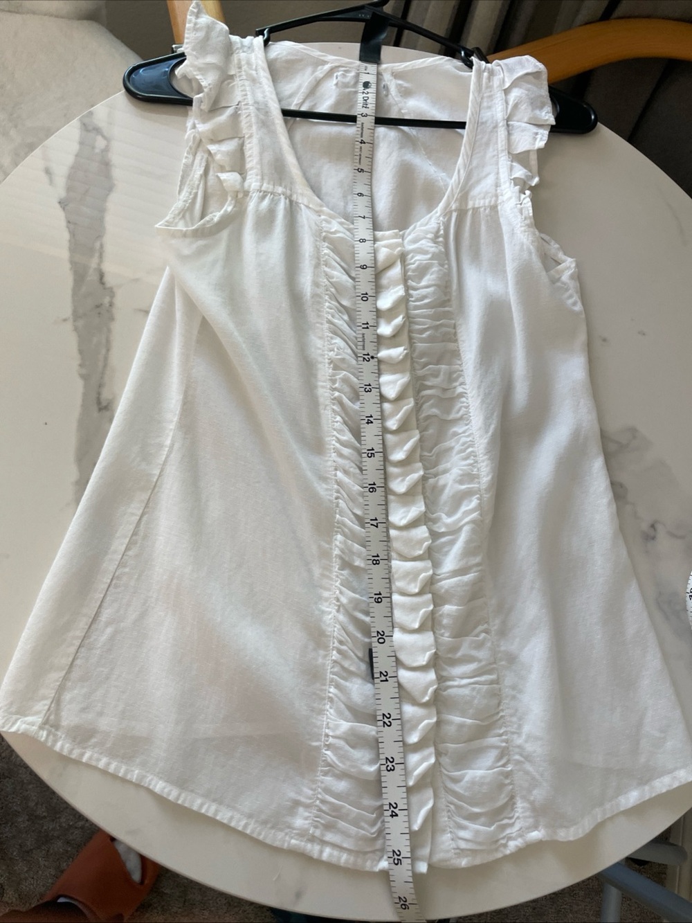 Calvin Klein White Ruffle Sleeveless Blouse 🤍